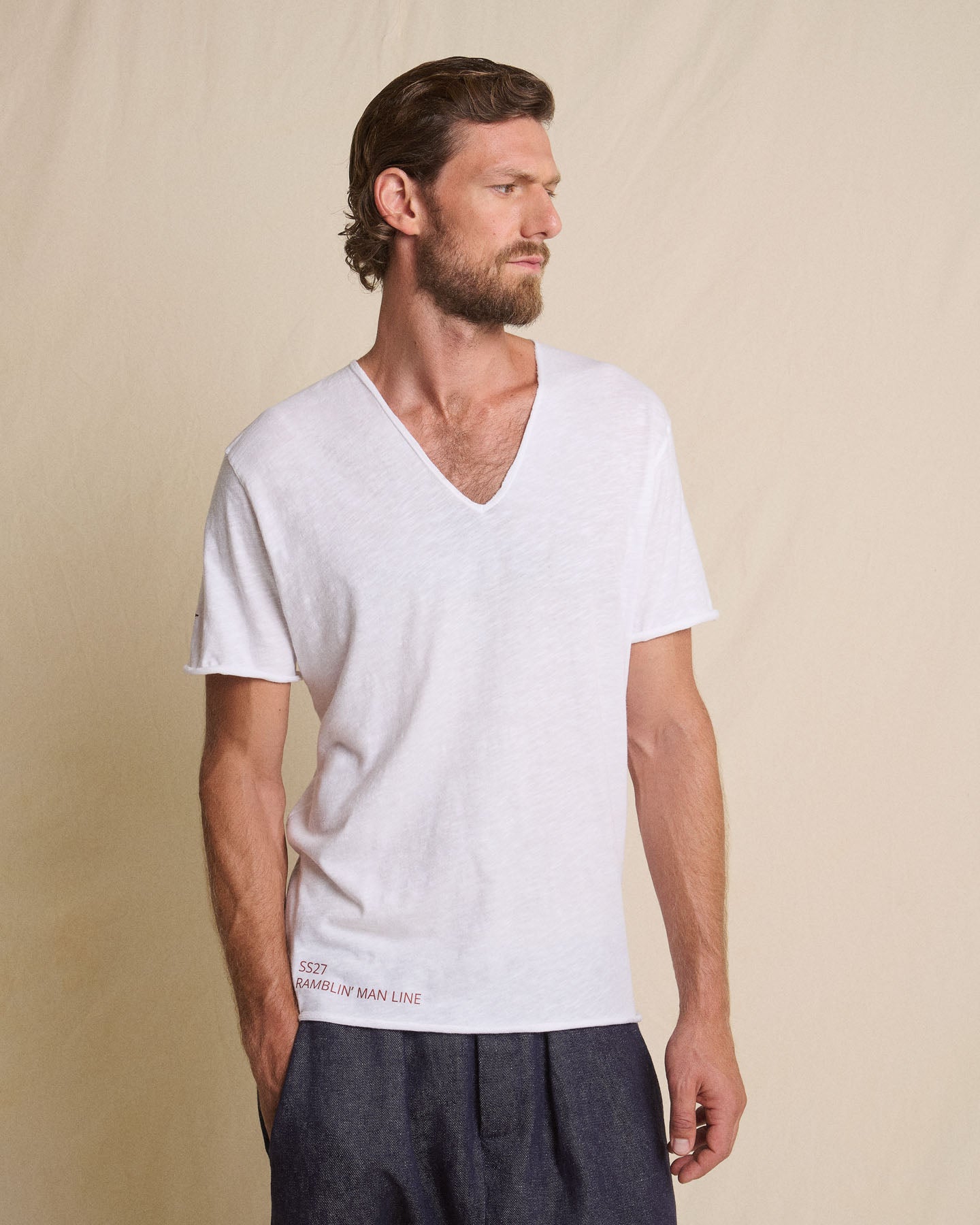 V NECK GRAPHIC TEE - NOTHING BEHIND, EVERYTHING AHEAD