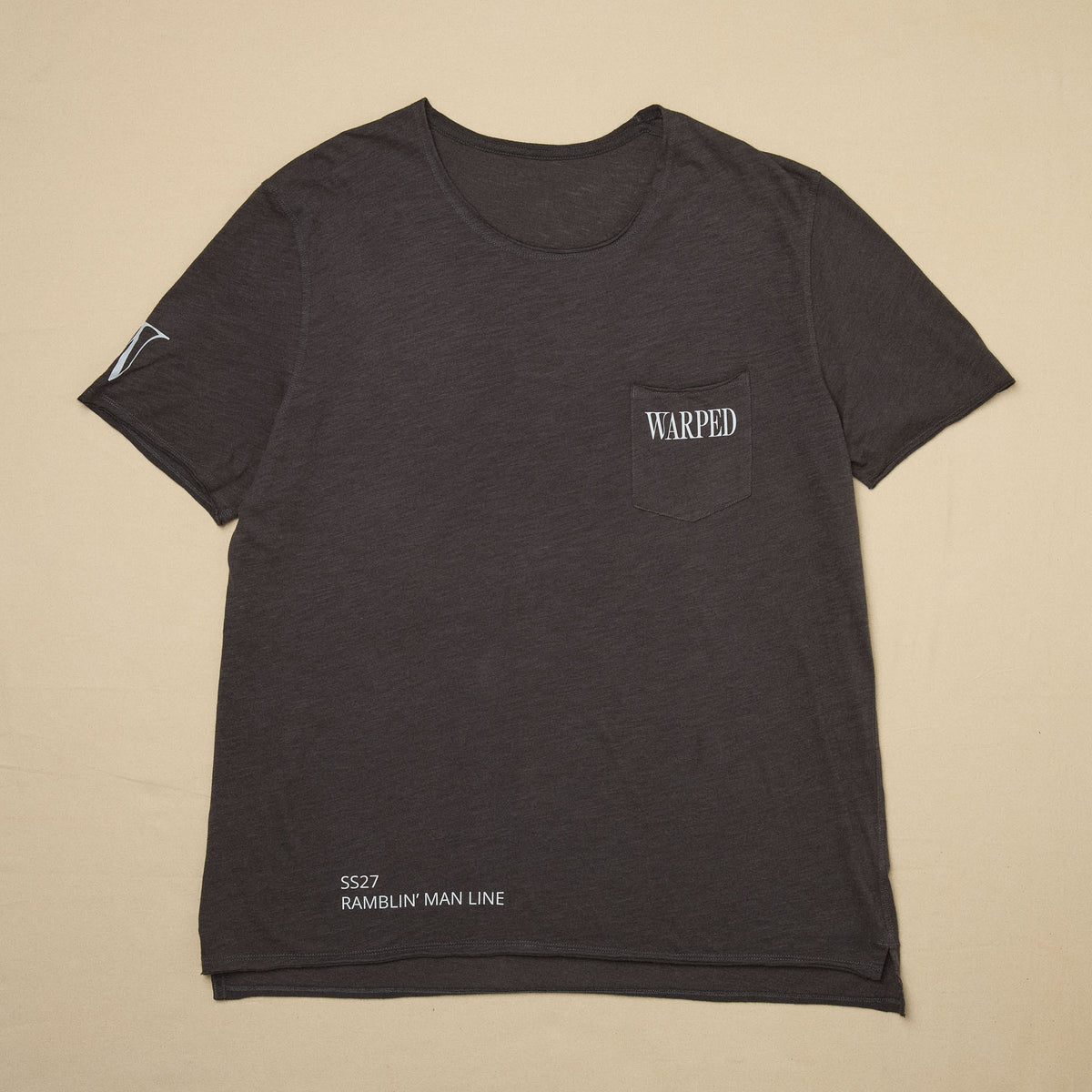 CREW NECK GRAPHIC TEE - WARPED LOGO CHEST POCKET