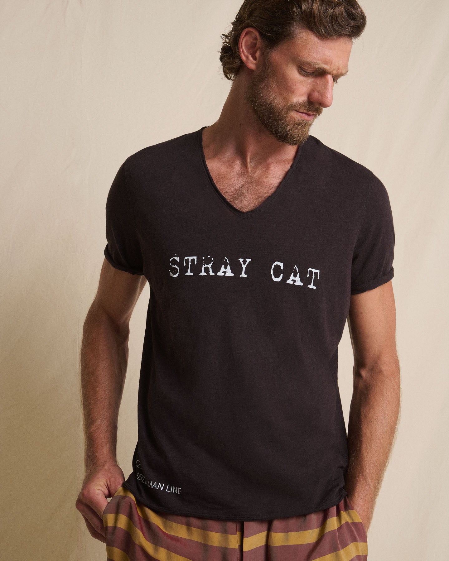CREW NECK GRAPHIC TEE - STRAY CAT